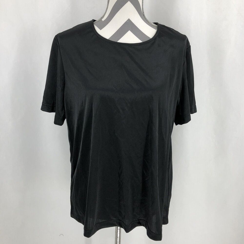 Vicki Wayne Women’s Short Sleeve Shirt Blouse Black Size Large